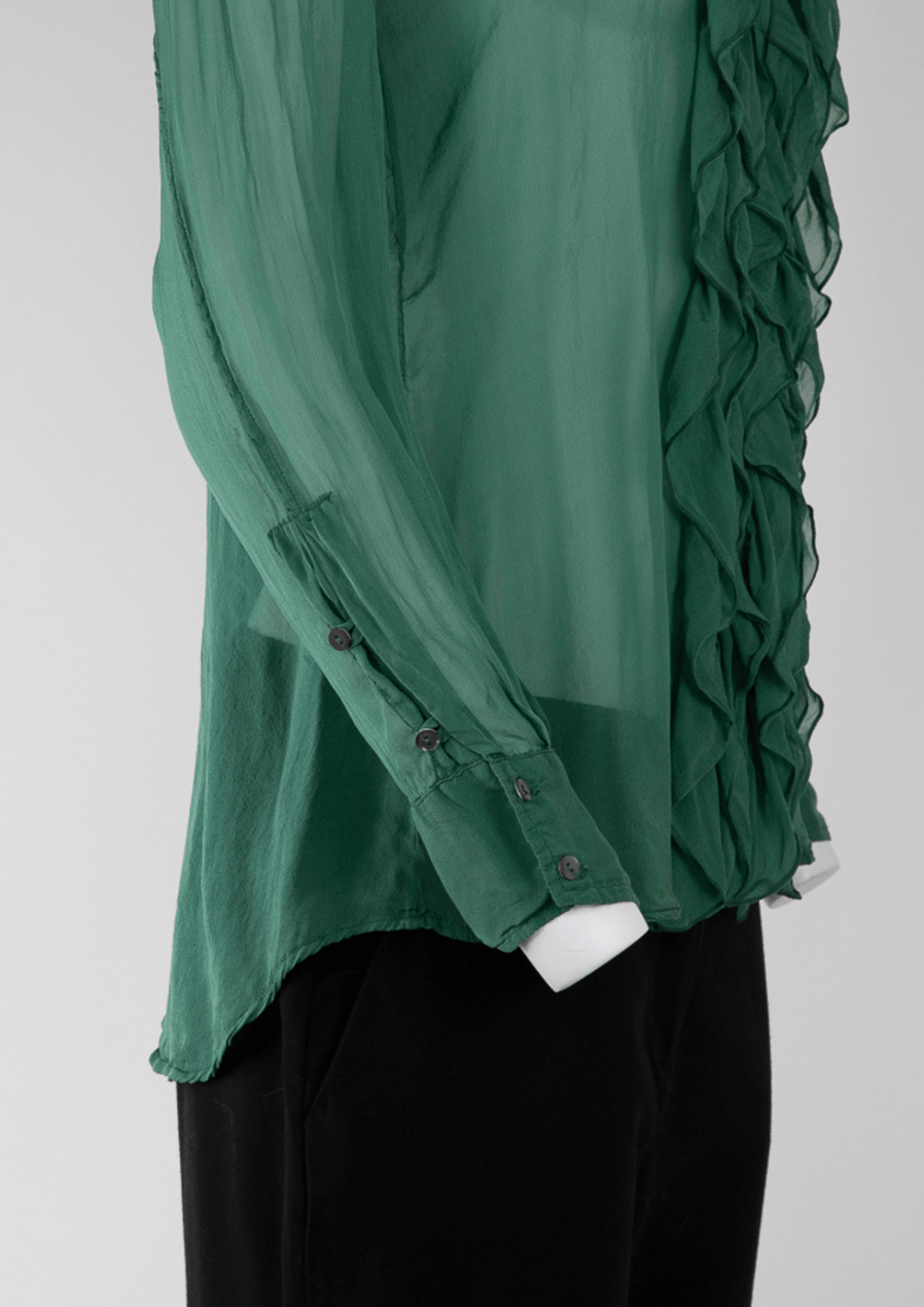 120% Emerald Green Silk Ruffle Blouse - Reloved - Timeless Styles