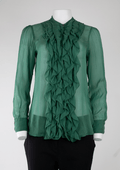 120% Emerald Green Silk Ruffle Blouse - Reloved - Timeless Styles