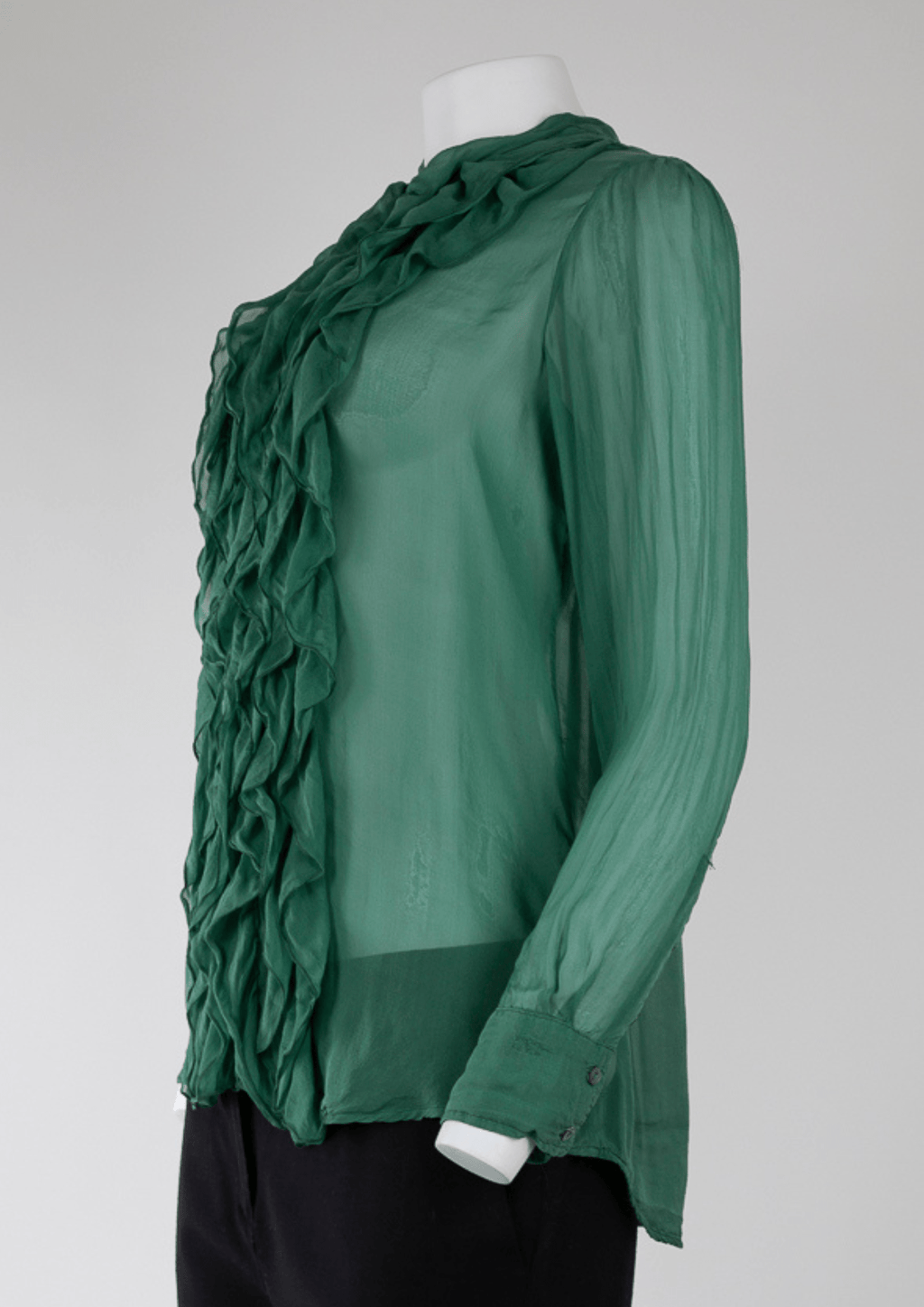 120% Emerald Green Silk Ruffle Blouse - Reloved - Timeless Styles
