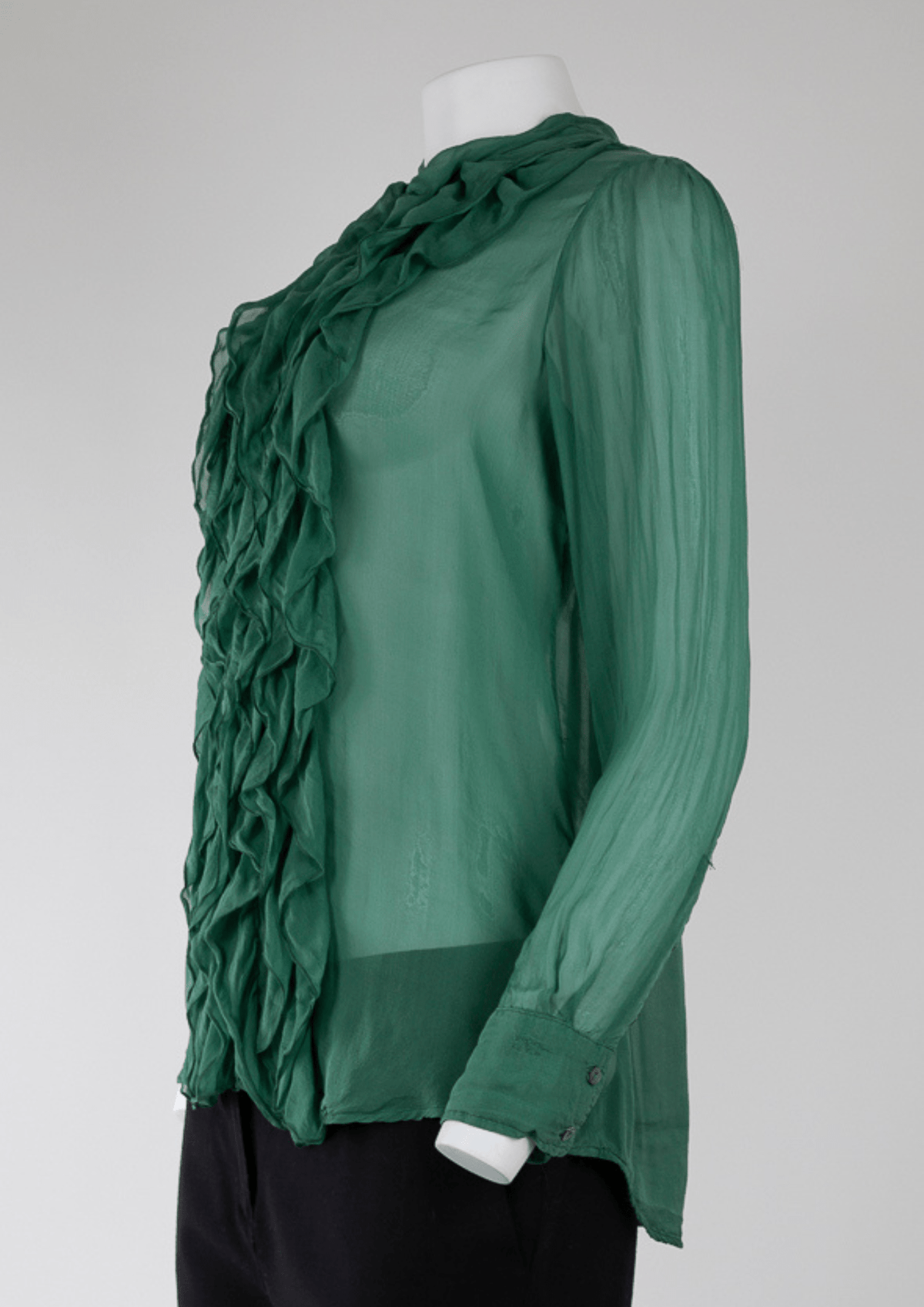 120% Emerald Green Silk Ruffle Blouse - Reloved - Timeless Styles