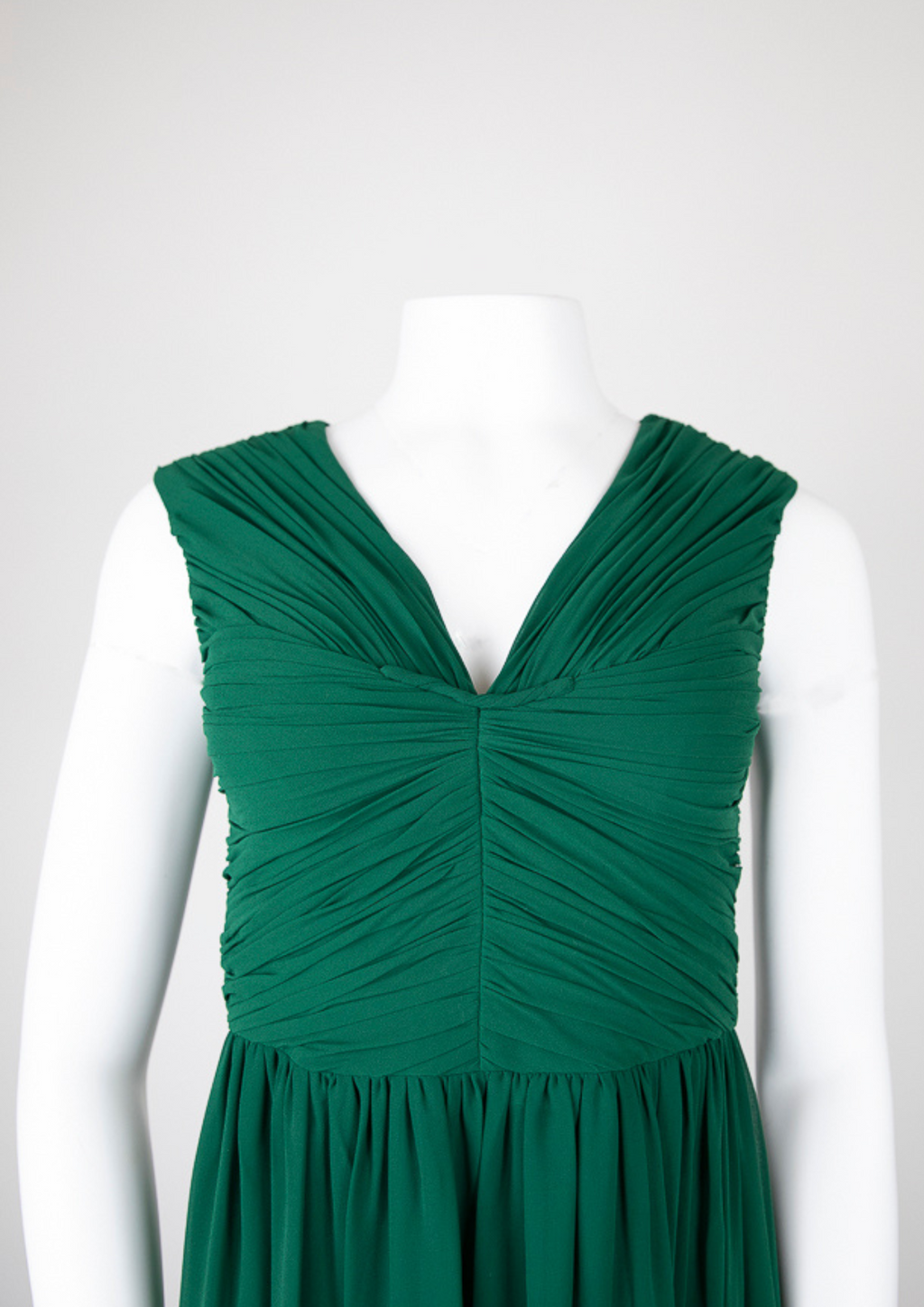 Vera Wang Deep Emerald Green Ruched Gown
