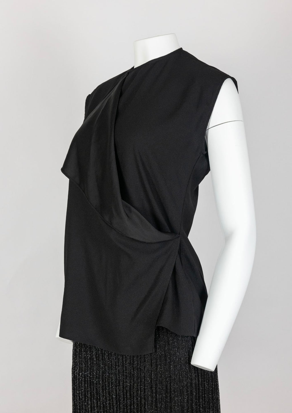 Halston Black Draped Sleeveless Top