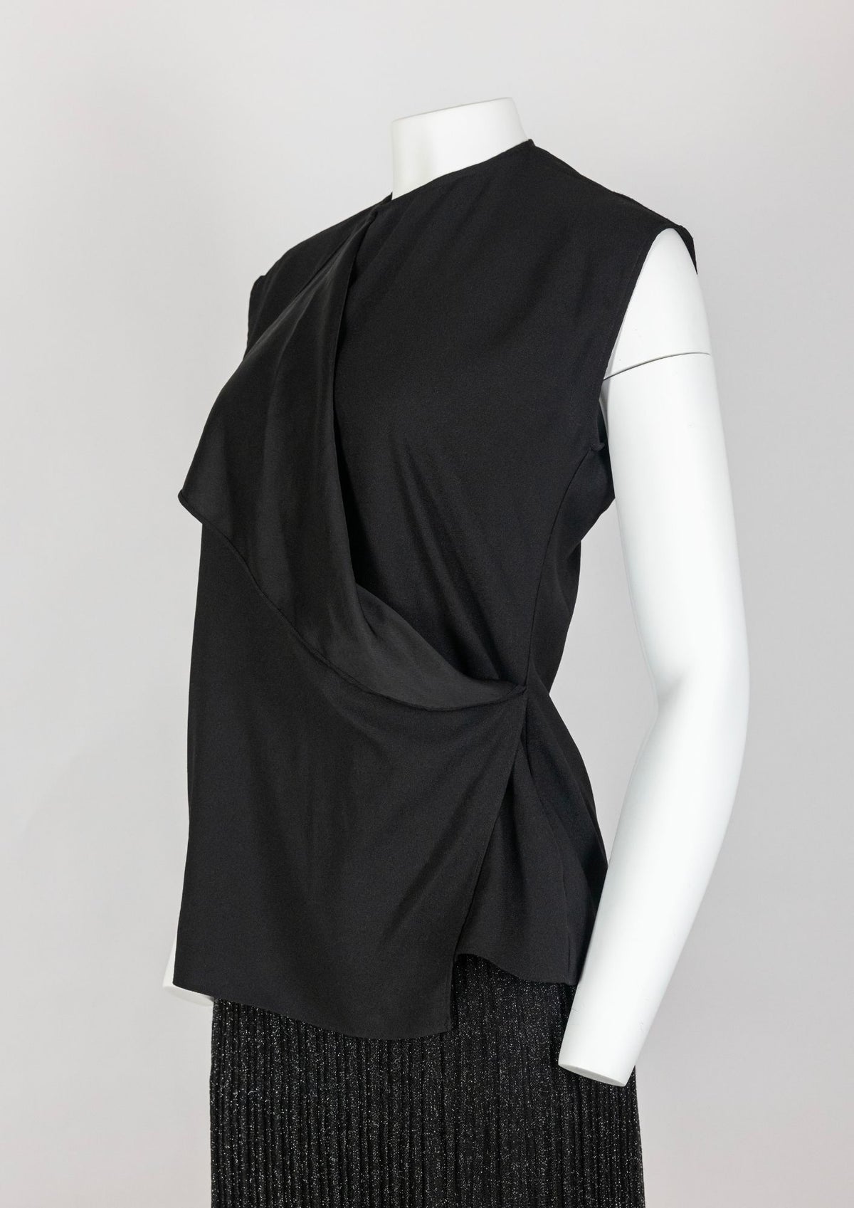 Halston Black Draped Sleeveless Top