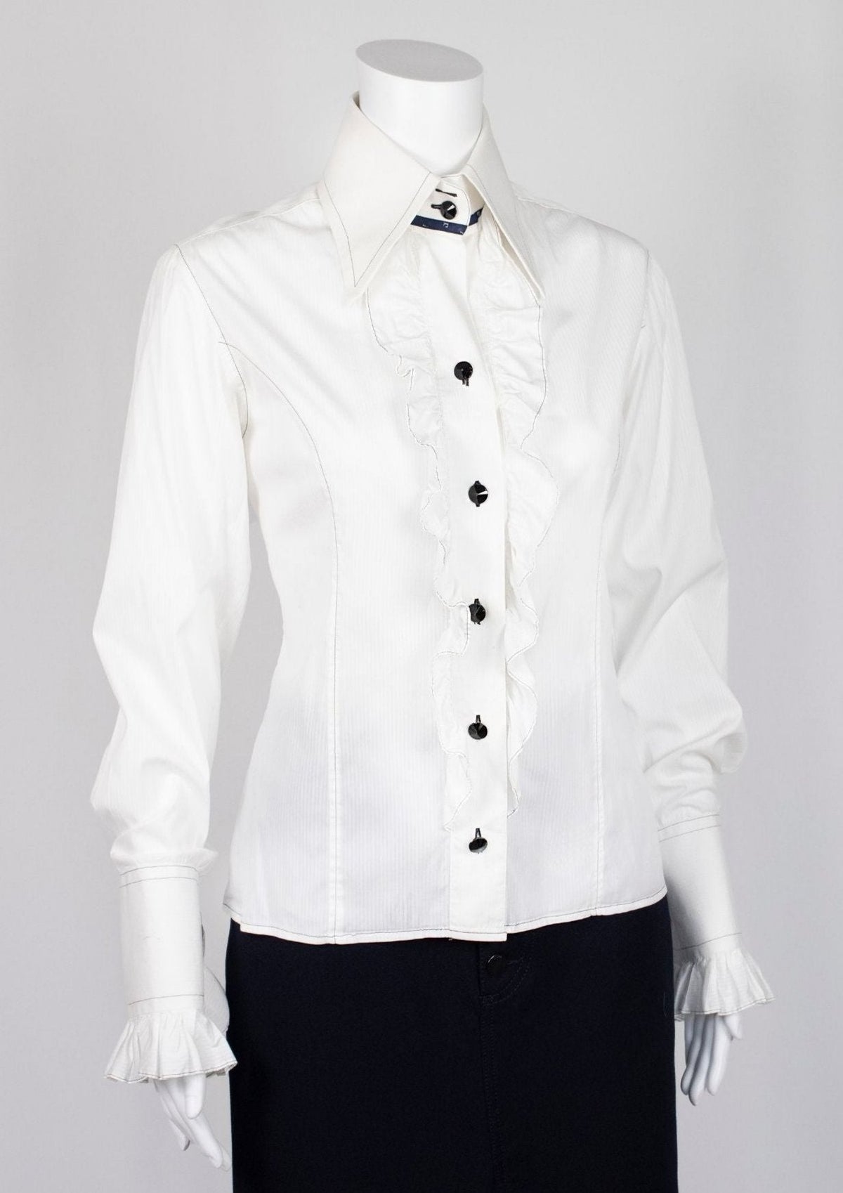 Angelo Galasso White Frilled Shirt - Reloved - Timeless Styles