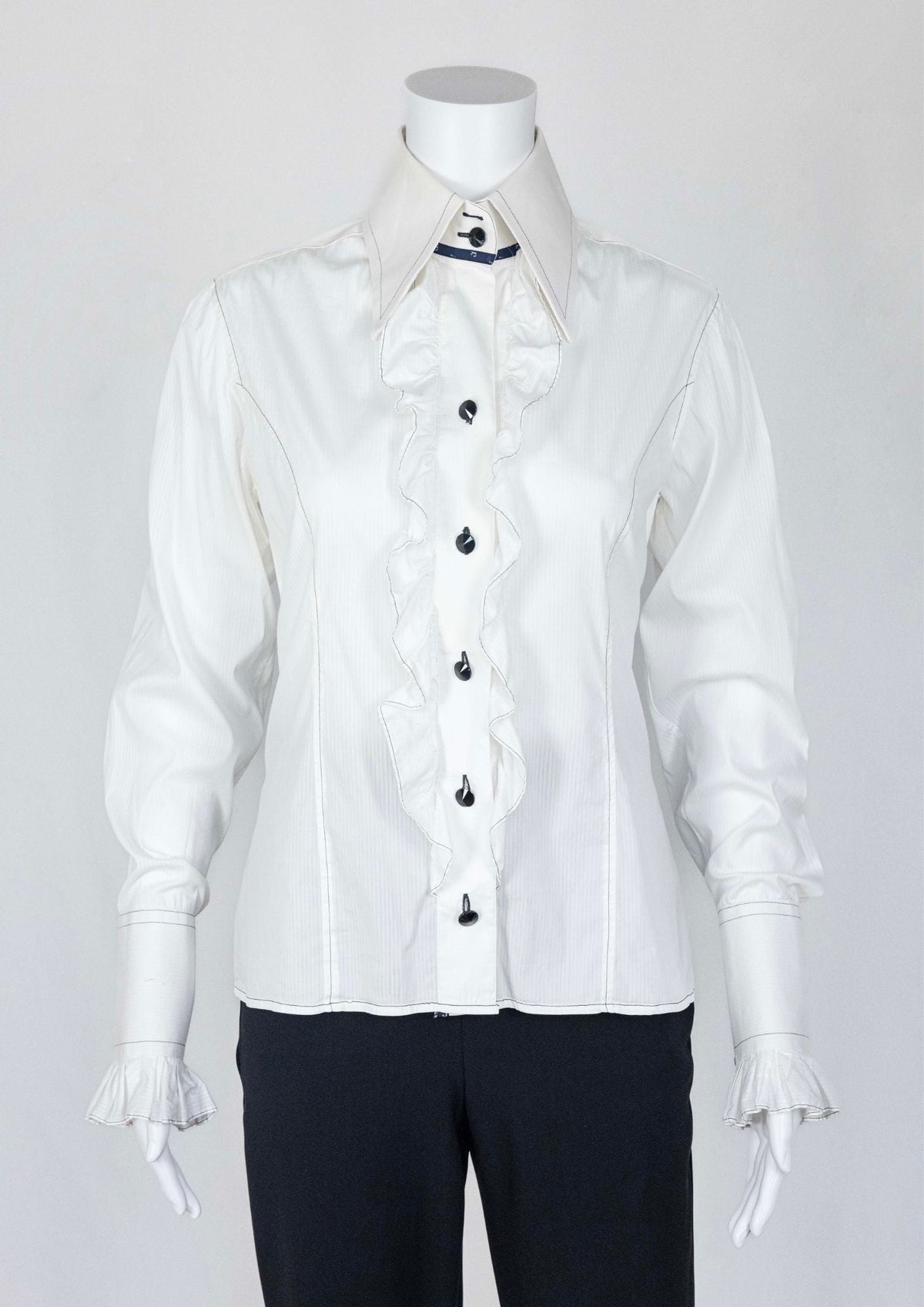 Angelo Galasso White Frilled Shirt - Reloved - Timeless Styles