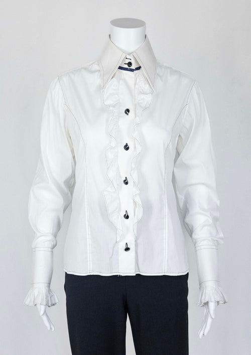 Angelo Galasso White Frilled Shirt - Reloved - Timeless Styles