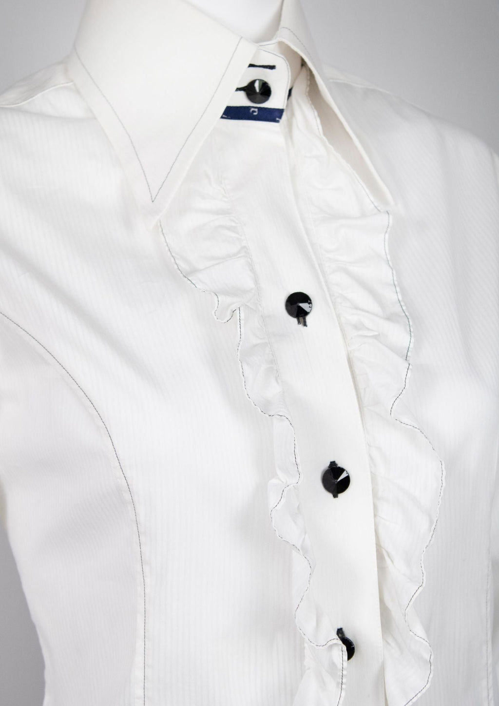 Angelo Galasso White Frilled Shirt - Reloved - Timeless Styles