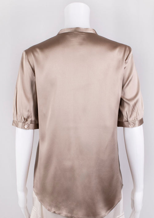 Burberry Taupe Silk Blouse - Reloved - Timeless Styles
