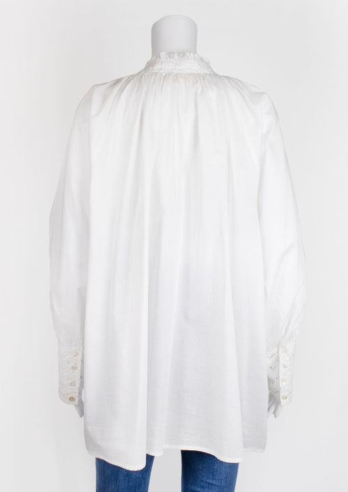 Charlie Joe Frilled Collar White Shirt - Reloved - Timeless Styles