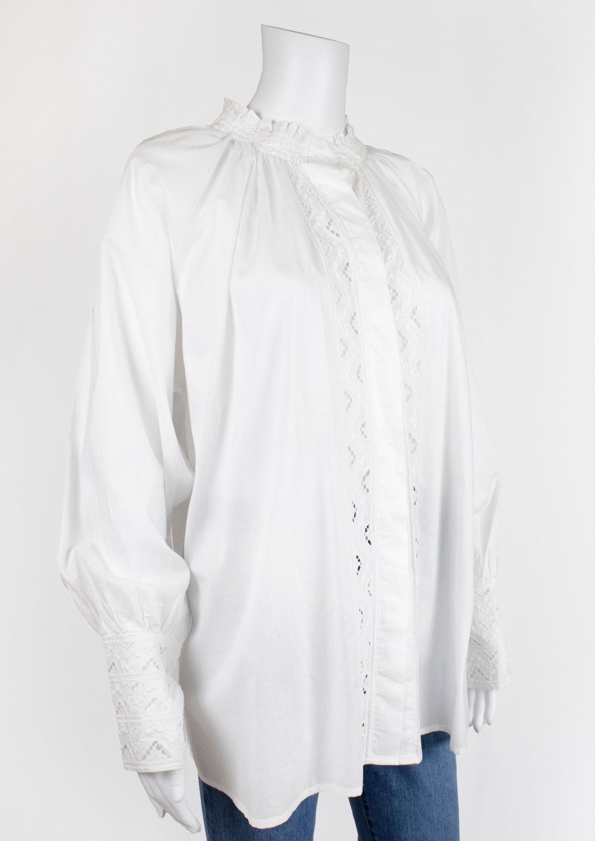 Charlie Joe Frilled Collar White Shirt - Reloved - Timeless Styles