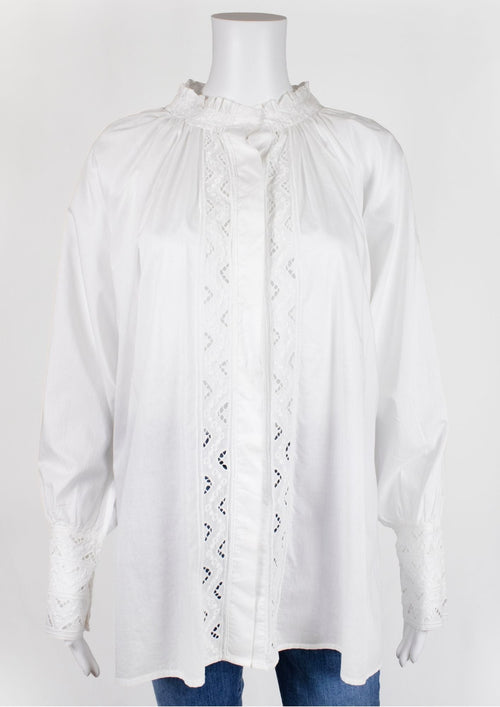 Charlie Joe Frilled Collar White Shirt - Reloved - Timeless Styles