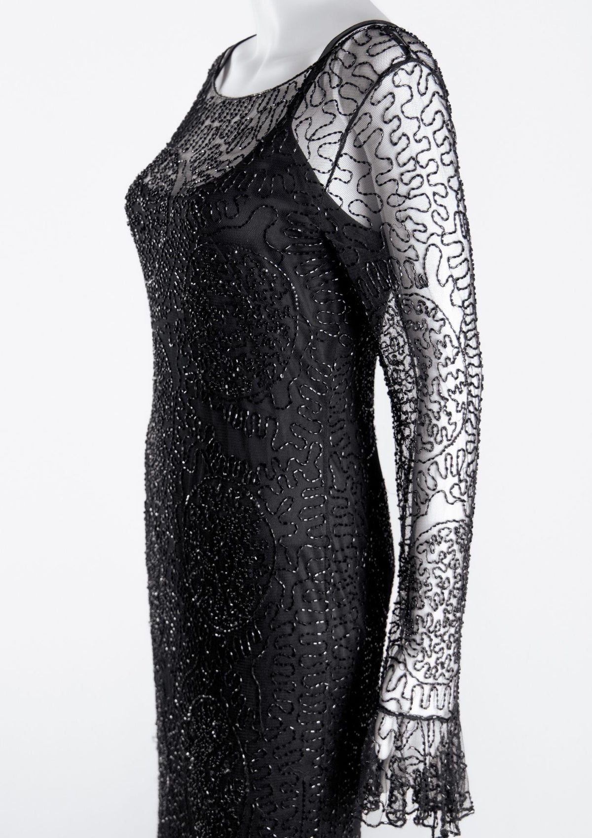 Frank Usher Black Beaded Dress - Reloved - Timeless Styles