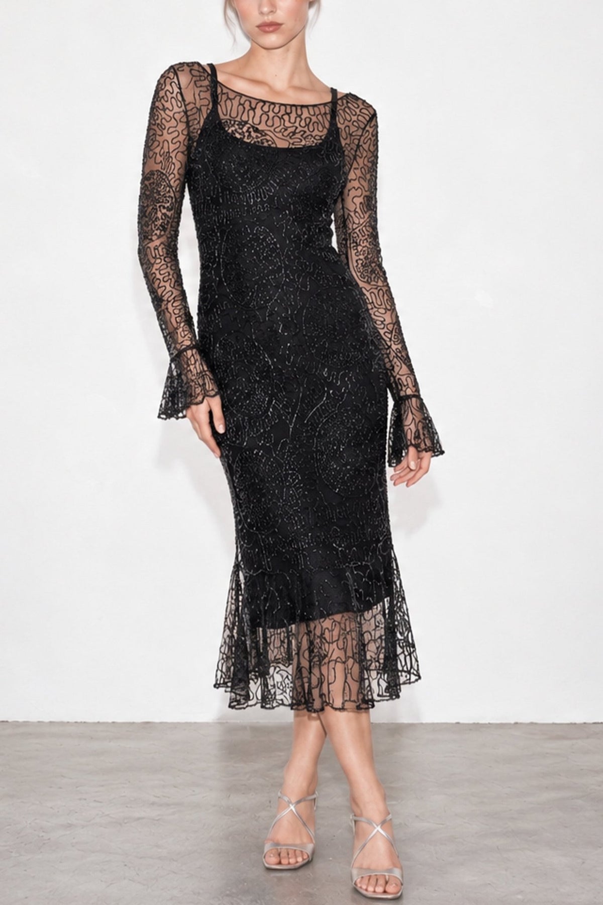 Frank Usher Black Beaded Dress - Reloved - Evening and Occasion Wear