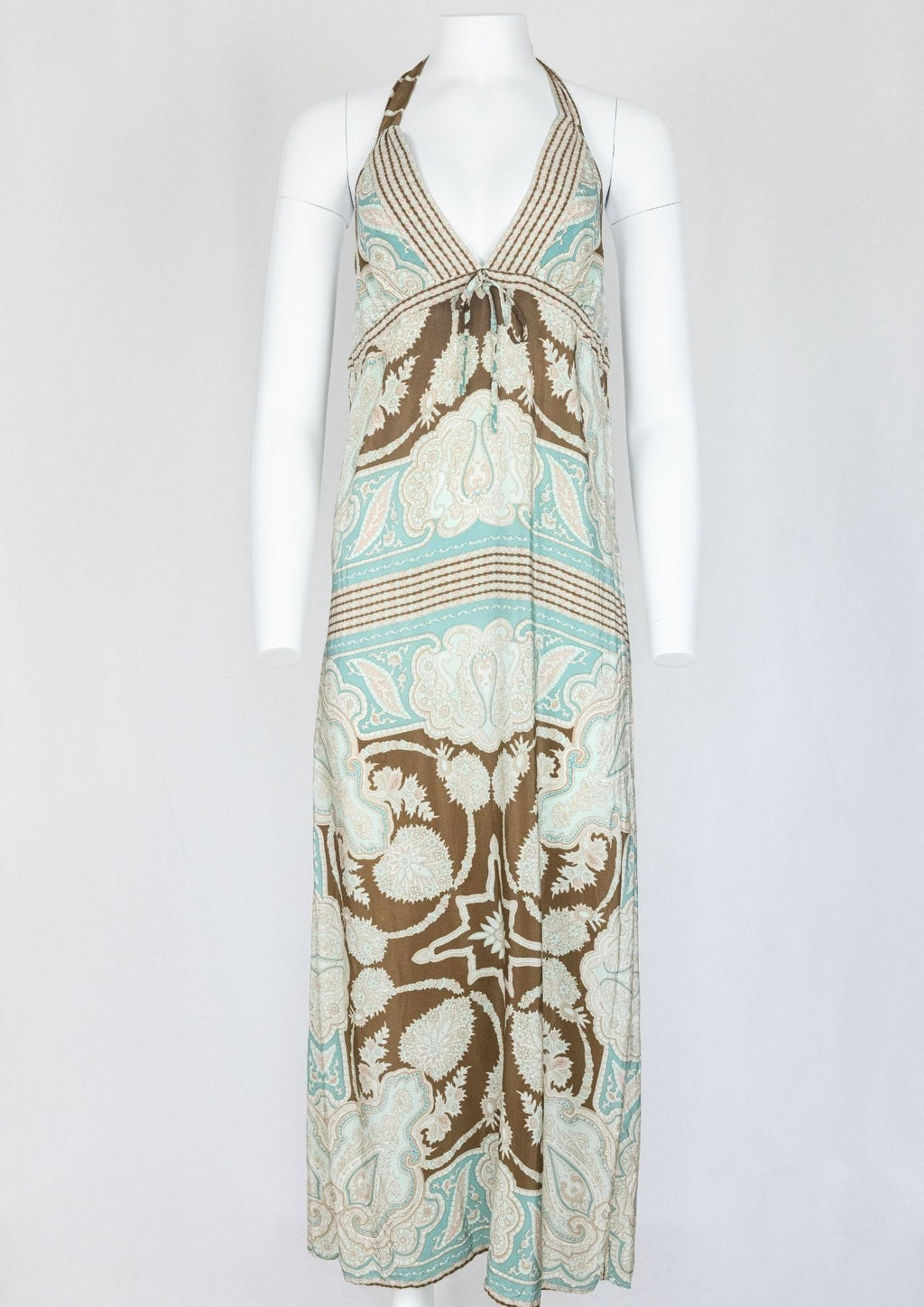 Gold Hauk Blue and Brown Maxi Dress - Reloved - Timeless Styles