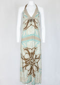Gold Hauk Blue and Brown Maxi Dress - Reloved - Timeless Styles