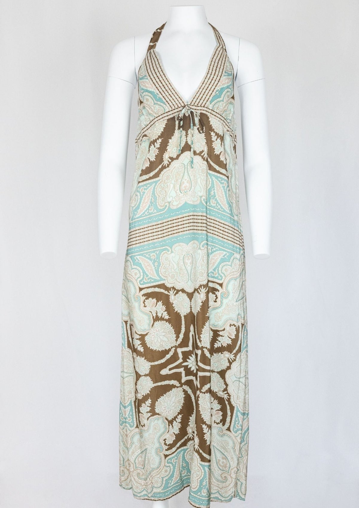 Gold Hauk Blue and Brown Maxi Dress - Reloved - Timeless Styles