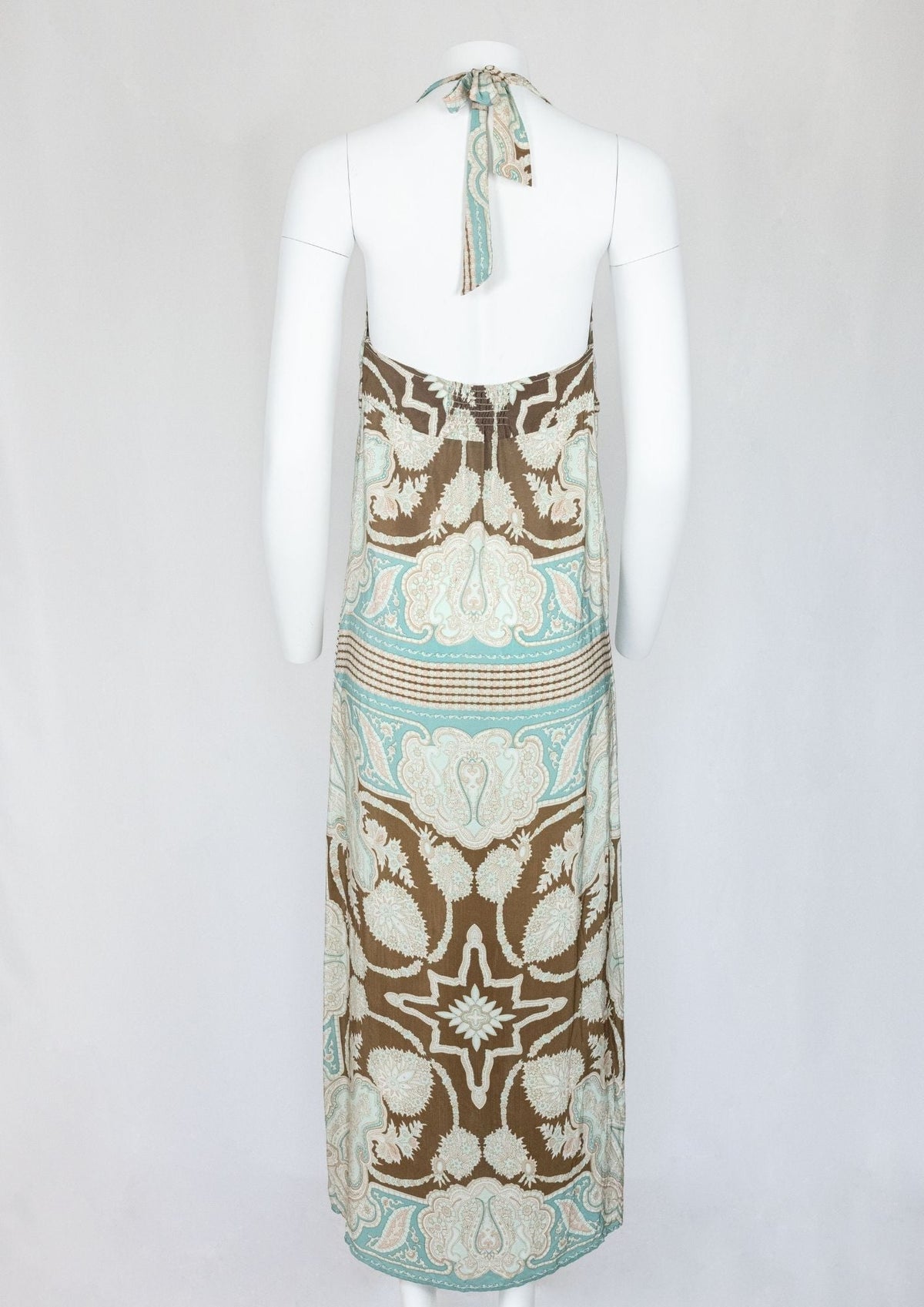 Gold Hauk Blue and Brown Maxi Dress - Reloved - Timeless Styles