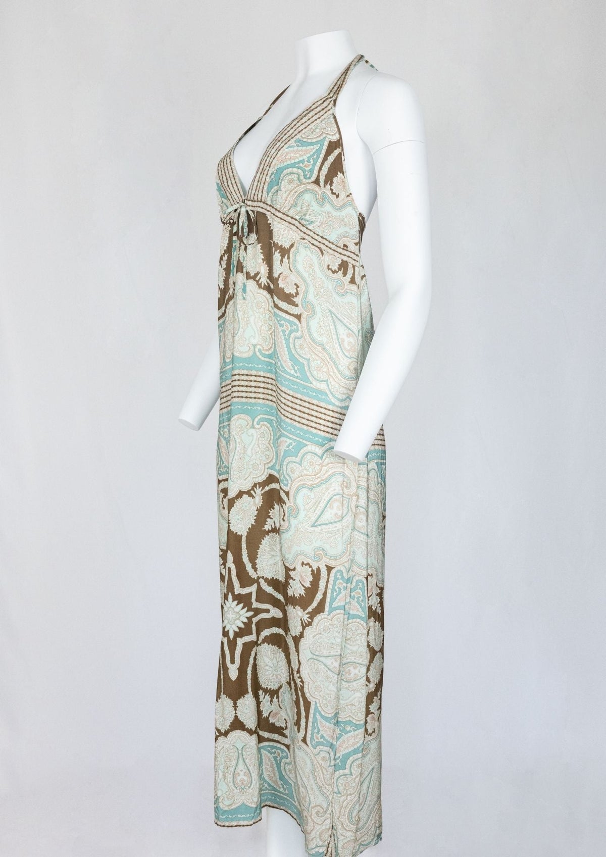 Gold Hauk Blue and Brown Maxi Dress - Reloved - Timeless Styles