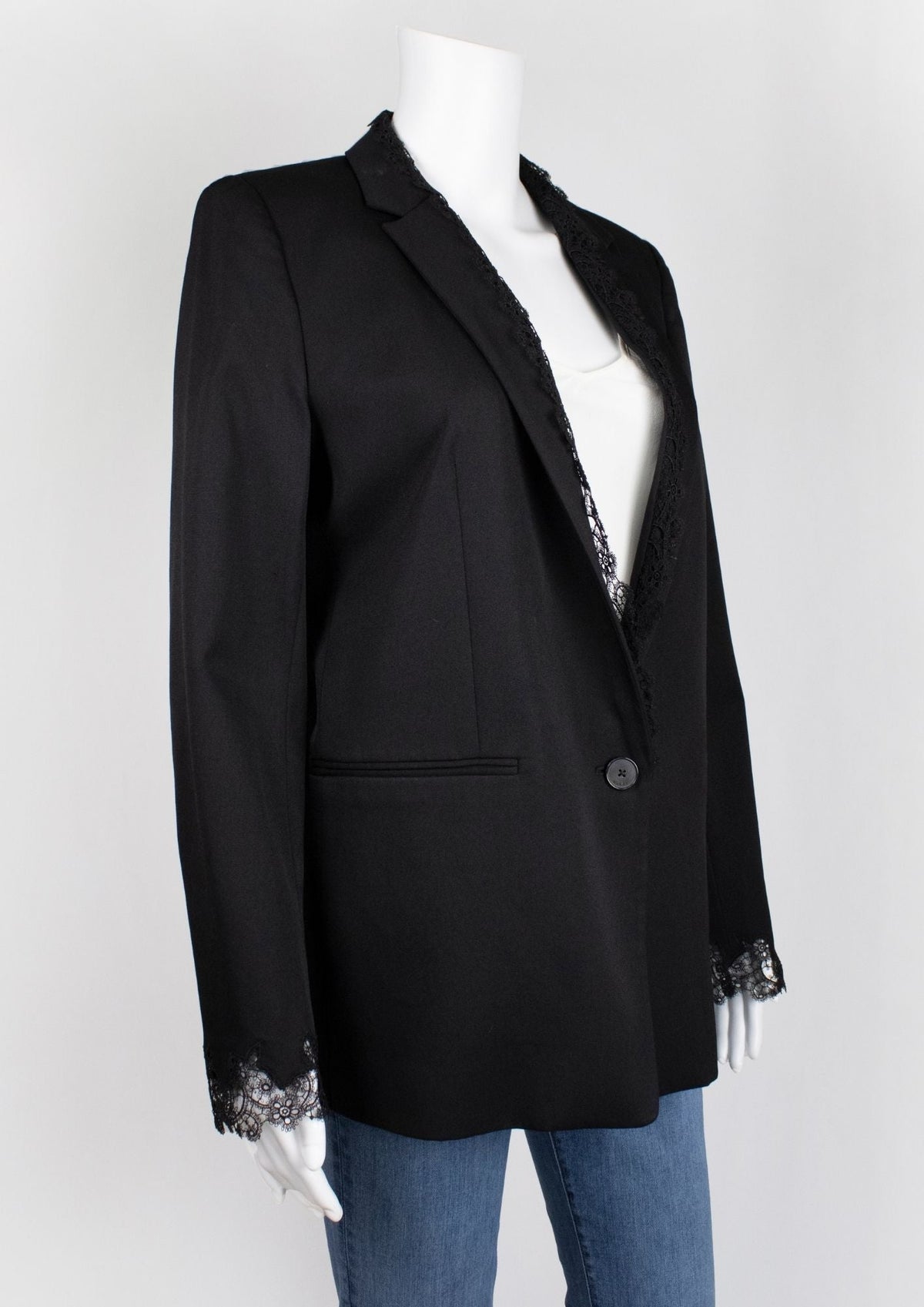 Kooples Black Blazer with Lace Trim - Reloved - Timeless Styles