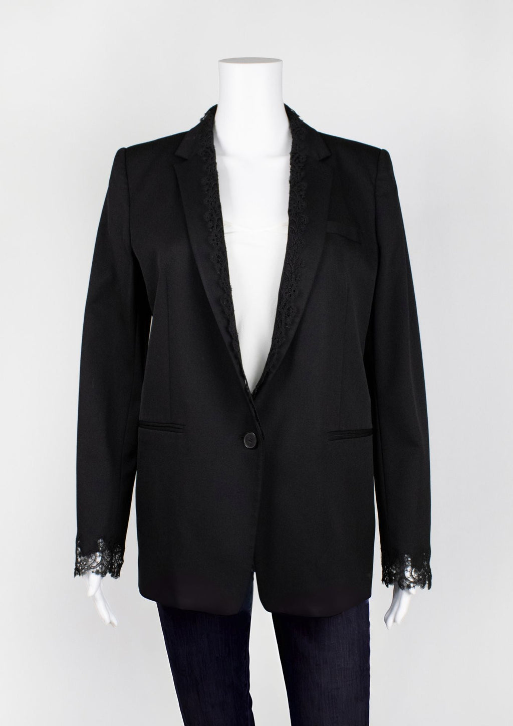 Kooples Black Blazer with Lace Trim - Reloved - Timeless Styles