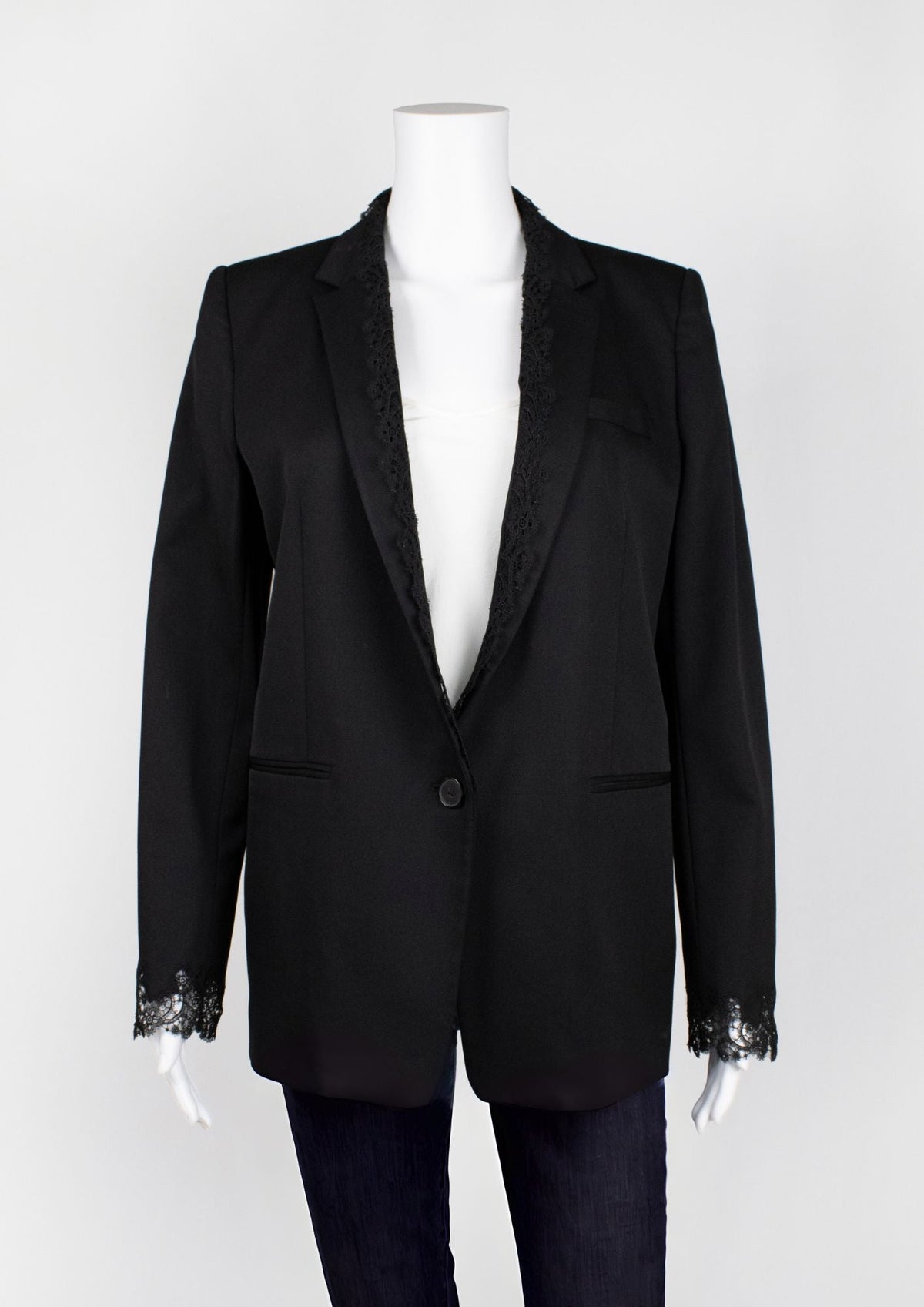 Kooples Black Blazer with Lace Trim - Reloved - Timeless Styles