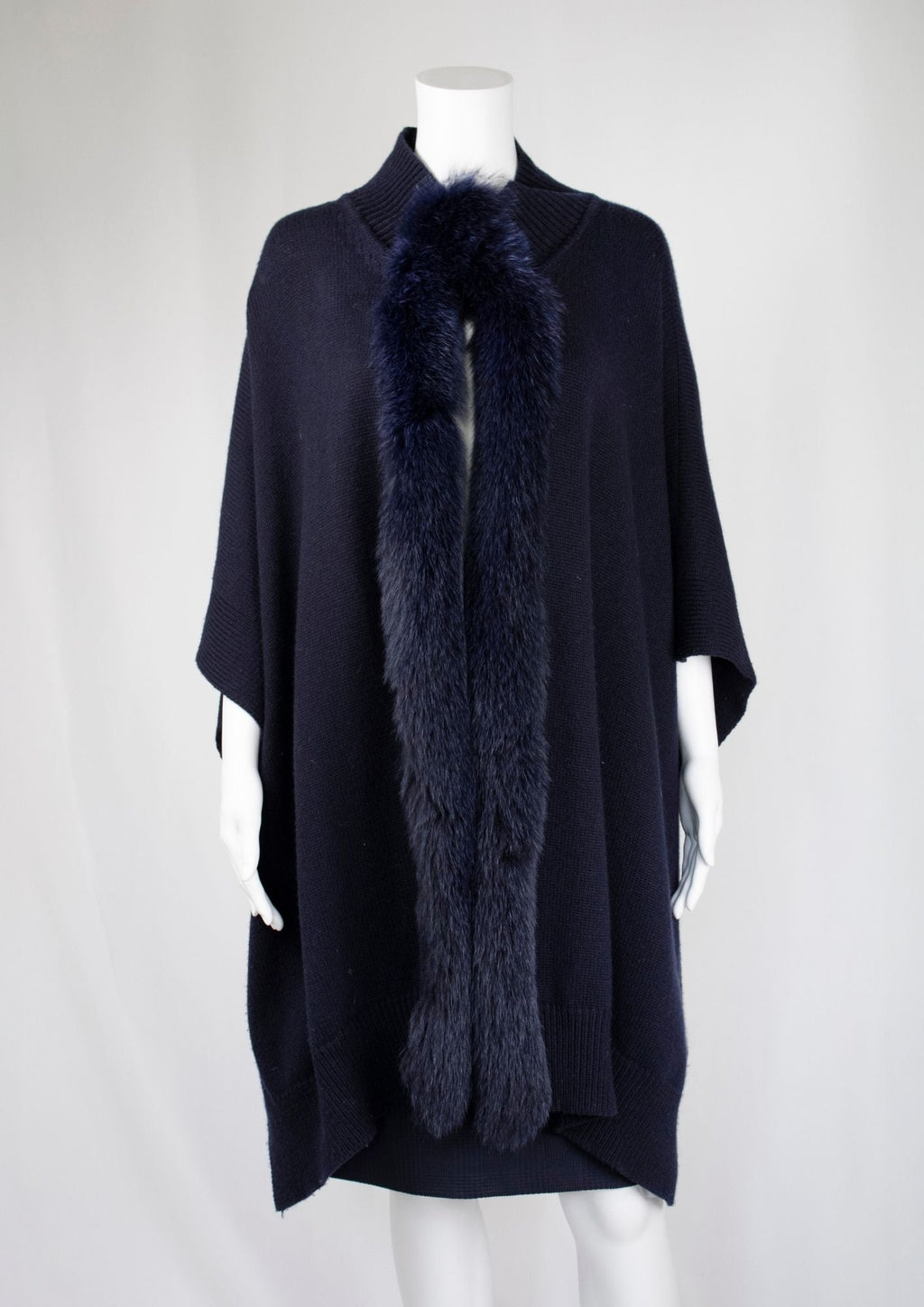 Regina Navy Cape with Fur Detail - Reloved - Timeless Styles