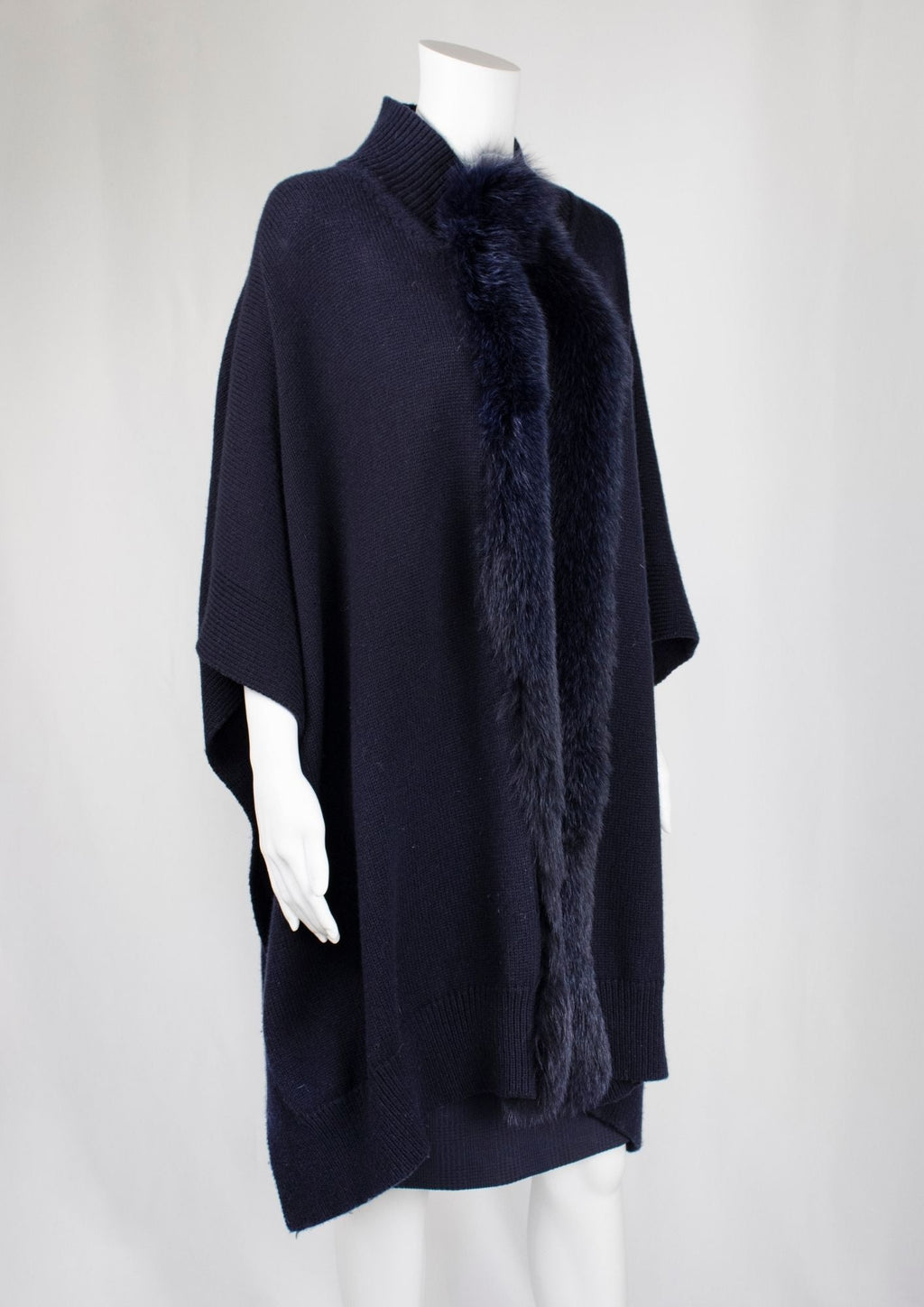 Regina Navy Cape with Fur Detail - Reloved - Timeless Styles