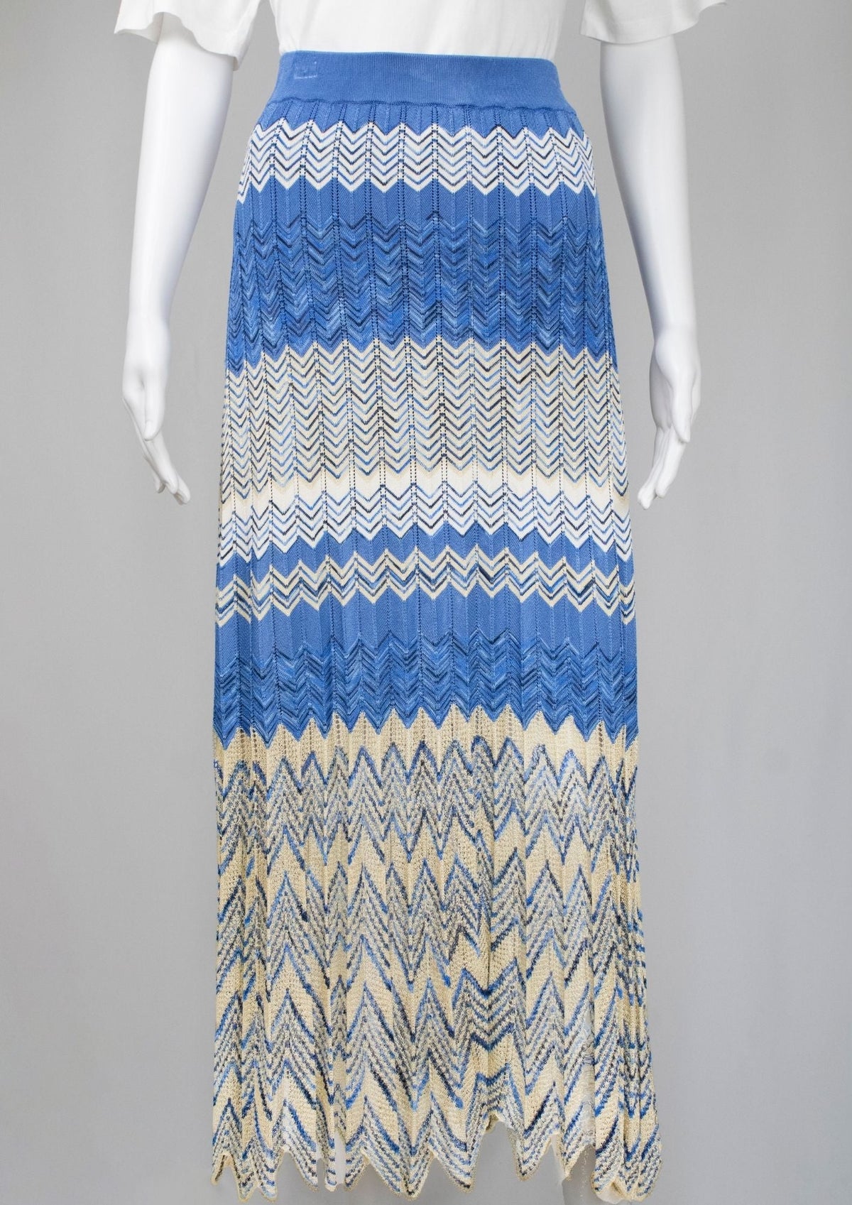 Sandro Paris Blue Patterned Skirt - Reloved - Timeless Styles