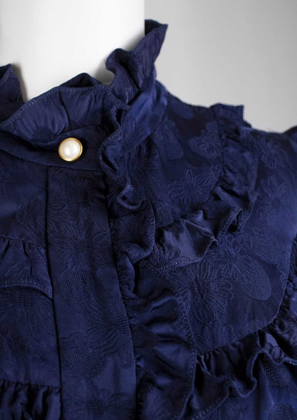Sandro Paris Navy Jacquard Ruffle Dress - Reloved - Timeless Styles