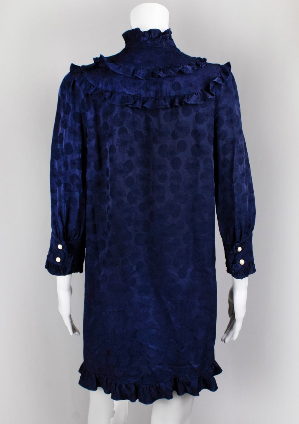Sandro Paris Navy Jacquard Ruffle Dress - Reloved - Timeless Styles