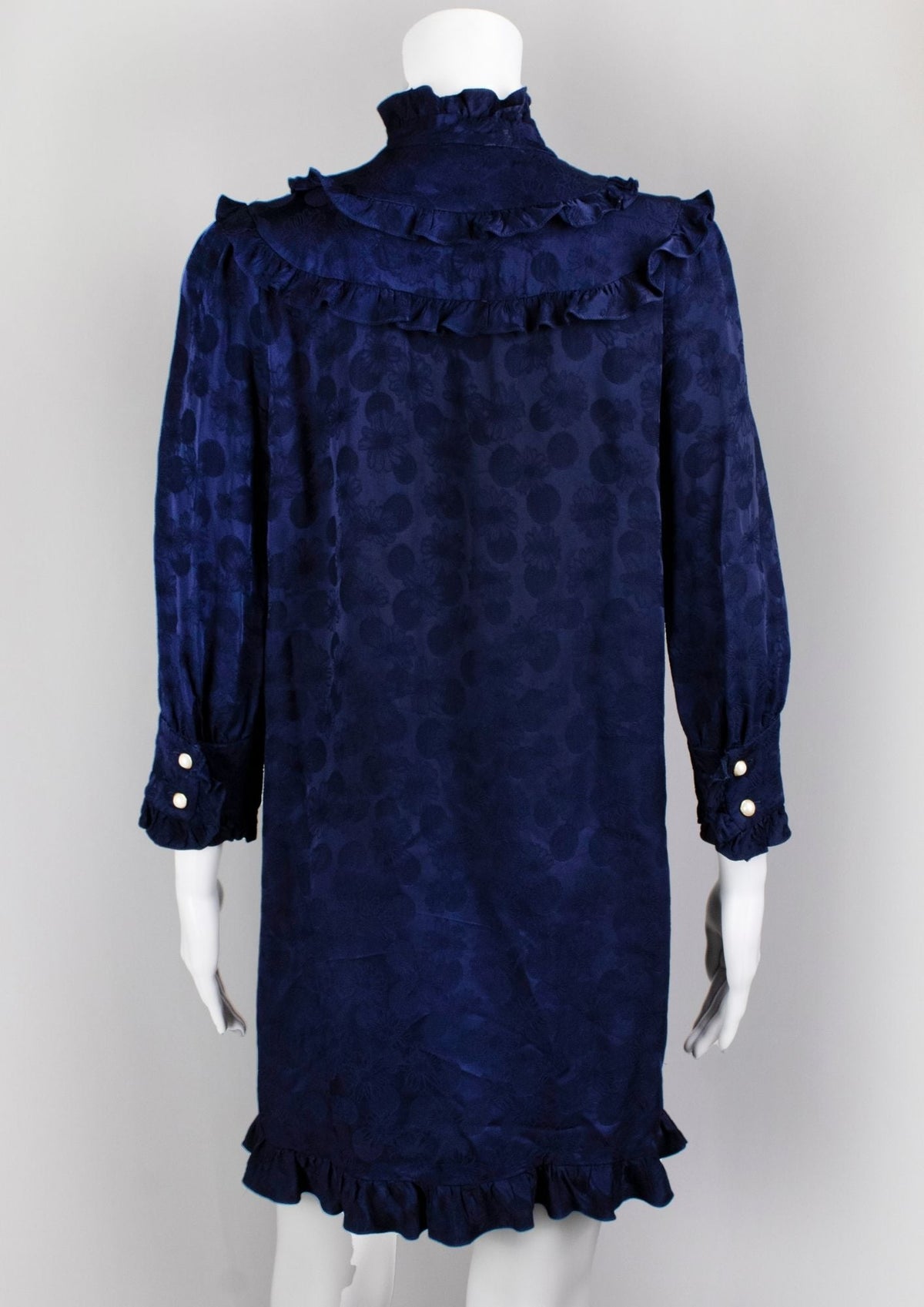 Sandro Paris Navy Jacquard Ruffle Dress - Reloved - Timeless Styles