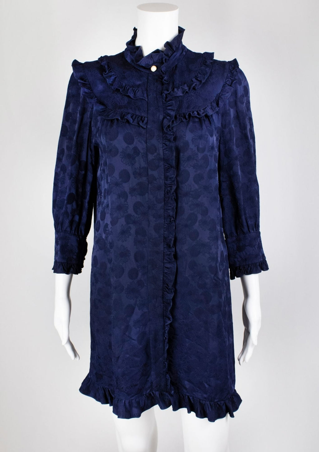 Sandro Paris Navy Jacquard Ruffle Dress - Reloved - Timeless Styles