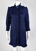 Sandro Paris Navy Jacquard Ruffle Dress - Reloved - Timeless Styles