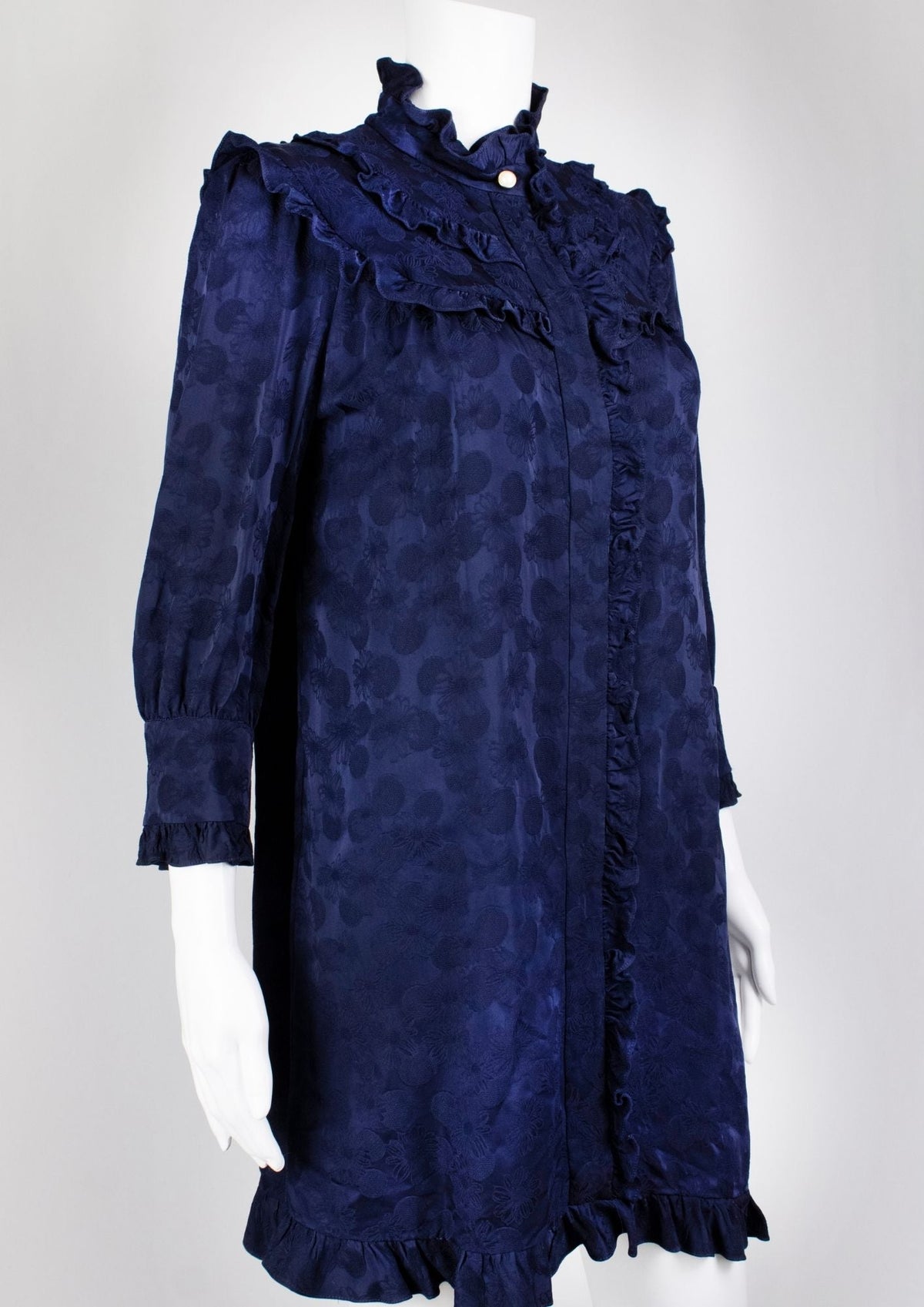 Sandro Paris Navy Jacquard Ruffle Dress - Reloved - Timeless Styles
