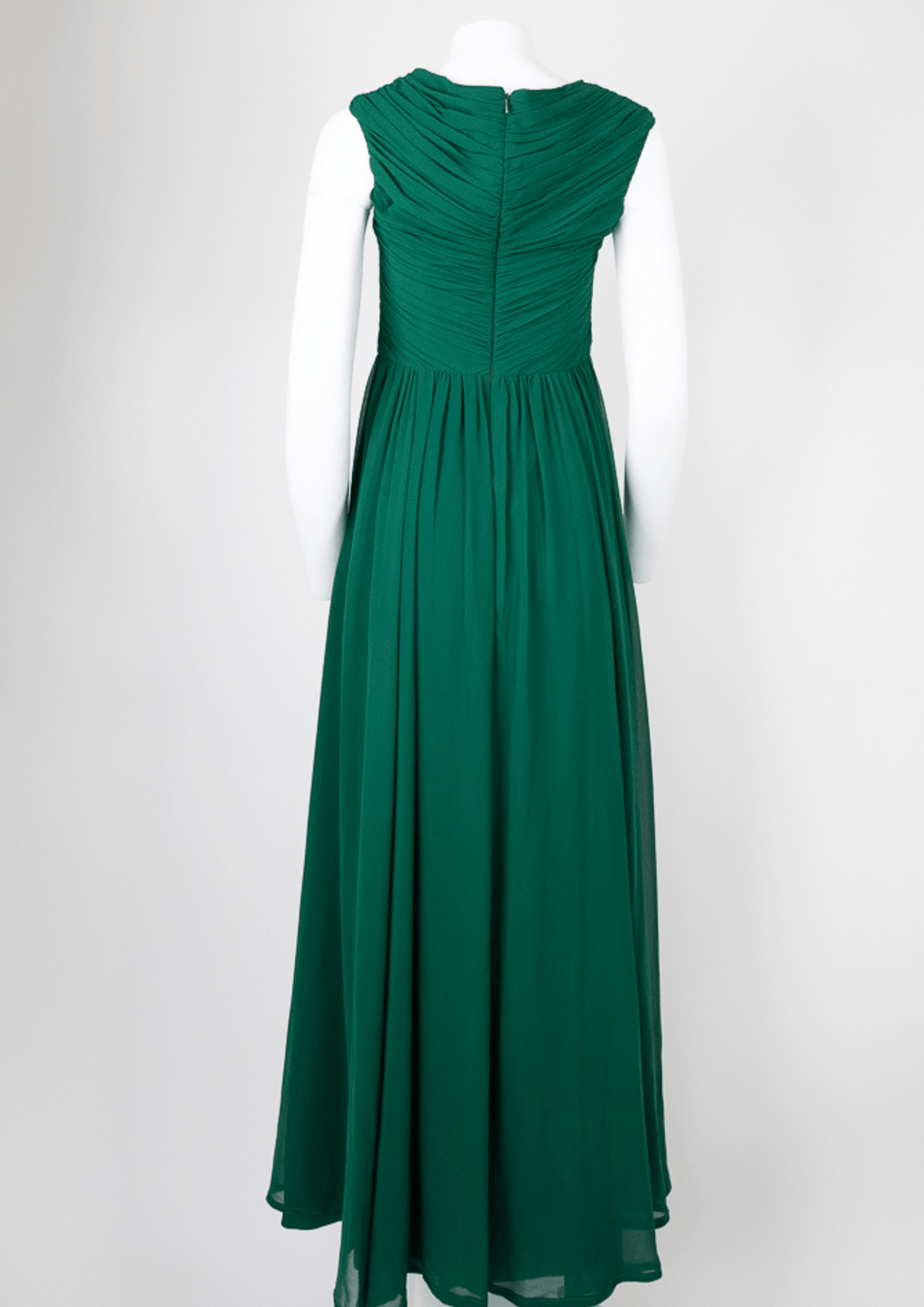 Vera Wang Deep Emerald Green Ruched Gown - Reloved - Timeless Styles