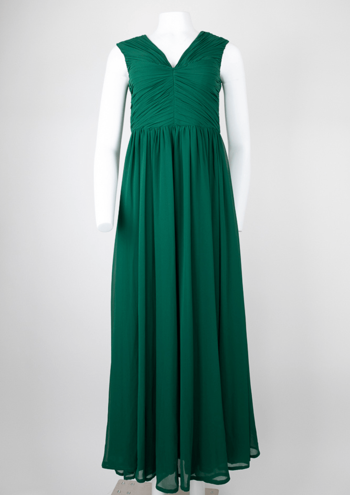 Vera Wang Deep Emerald Green Ruched Gown - Reloved - Timeless Styles
